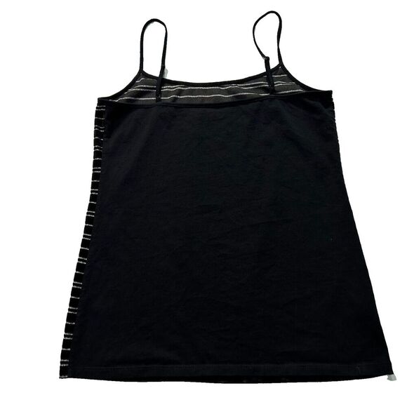 Ann Taylor Loft Outlet Women's Size L Sleeveless Cami Tank Black Silver Stripes - Picture 8 of 8